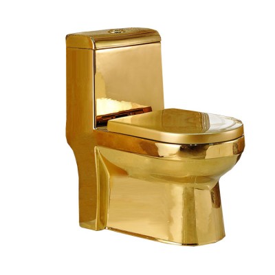 Best quality golden commode One-piece S-Trap sanitary ware ceramic toilet with soft close seat cover