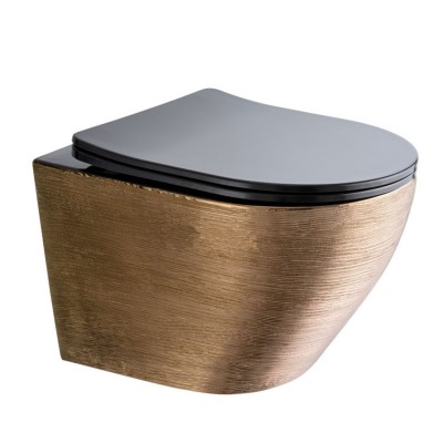 luxury wc bathroom ceramic rose gold and black wall hung toilet