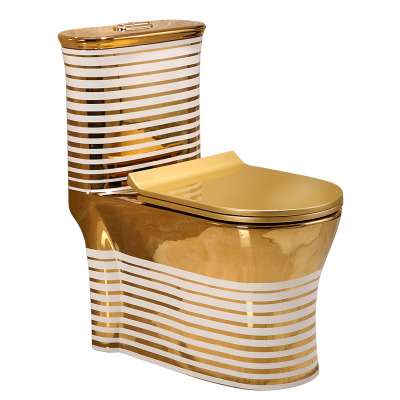 Hot selling good quality golden luxury western style design one-piece toilet