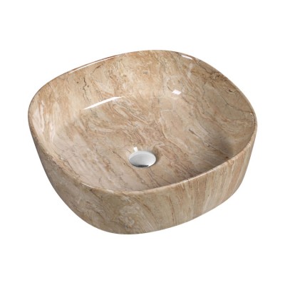 Decorative bathroom crystal white yellow portable ceramic shampoo marble color wash basin