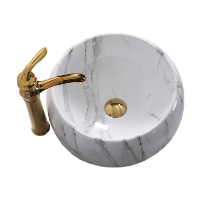 Modern design round ceramic art basin bright gery color portable wash gold basin made in China